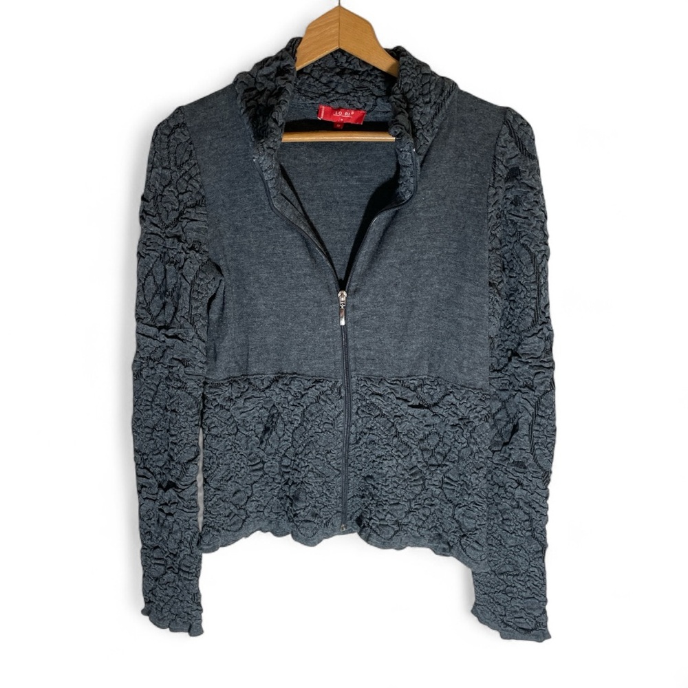 V1- Medium Lo. Ri Gray Textured Zip-Up Jacket